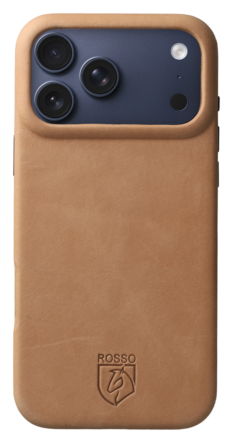 Rosso Elite iPhone 17 Pro Hoesje Leer Back Cover MagSafe Lichtbruin afbeelding 1