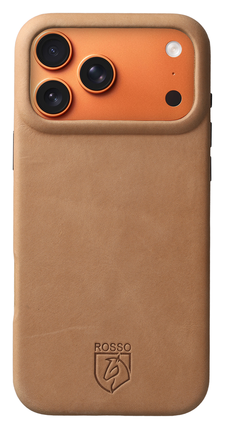 Rosso Elite iPhone 17 Pro Hoesje Leer Back Cover MagSafe Lichtbruin afbeelding 5