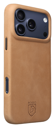 Rosso Elite iPhone 17 Pro Hoesje Leer Back Cover MagSafe Lichtbruin afbeelding 2