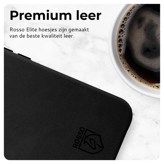 Rosso Elite iPhone Air Hoesje Leer Back Cover MagSafe Zwart afbeelding 2