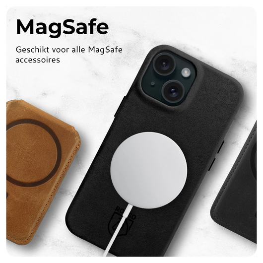 Rosso Elite iPhone Air Hoesje Leer Back Cover MagSafe Zwart afbeelding 3