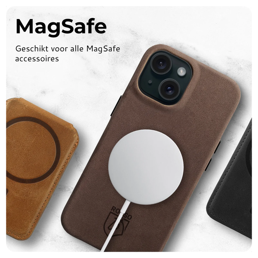 Rosso Elite iPhone Air Hoesje Leer Back Cover MagSafe Bruin afbeelding 3