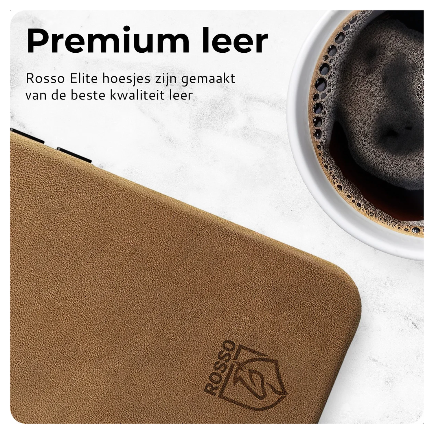 Rosso Elite iPhone Air Hoesje Leer Back Cover MagSafe Lichtbruin afbeelding 2