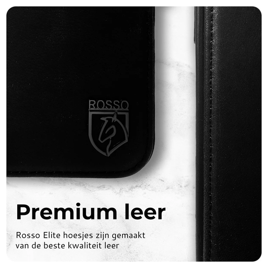Rosso Elite Apple iPhone 17 Hoesje met MagSafe Book Case Echt Leer Zwart afbeelding 4