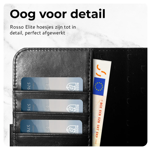 Rosso Elite Apple iPhone 17 Hoesje met MagSafe Book Case Echt Leer Zwart afbeelding 5