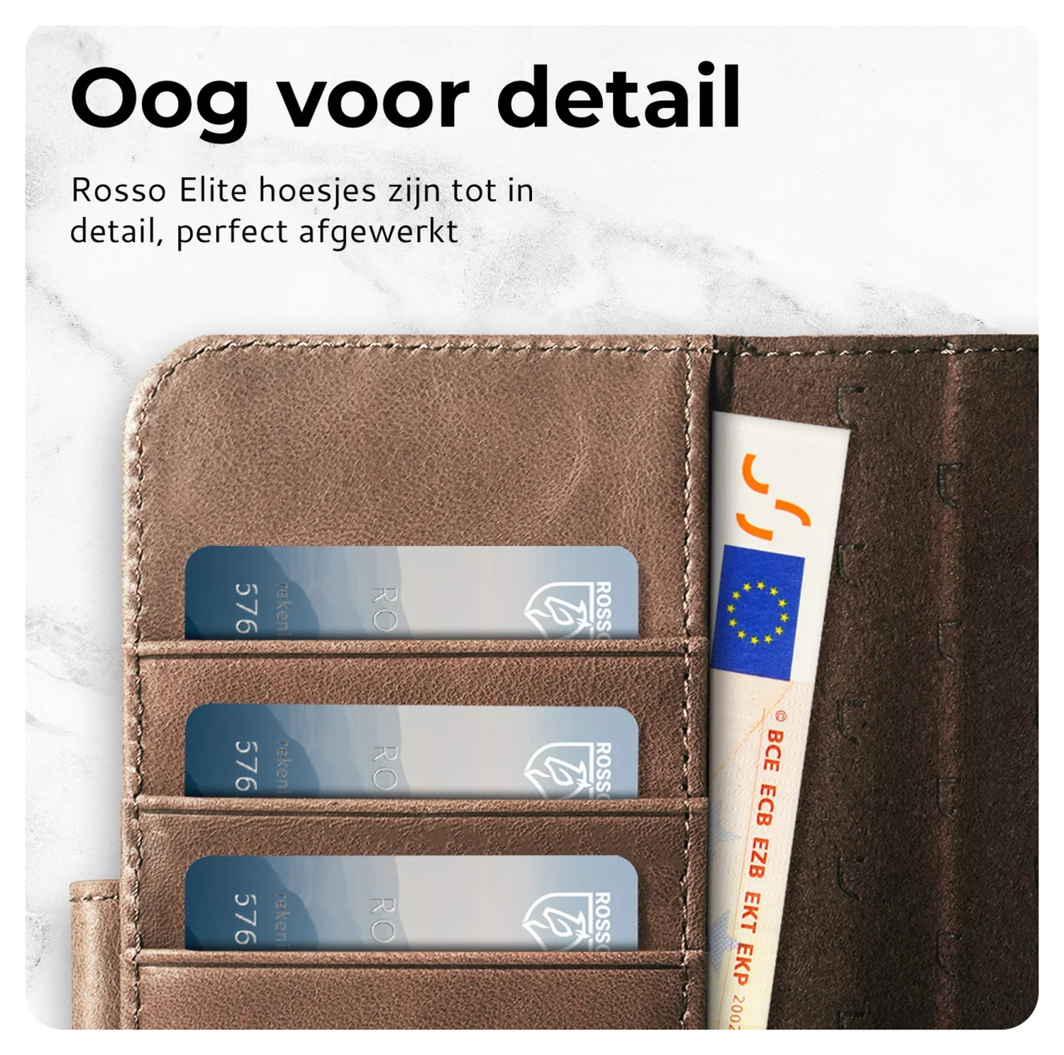 Rosso Elite Apple iPhone 17 Hoesje met MagSafe Book Case Echt Leer Bruin afbeelding 5