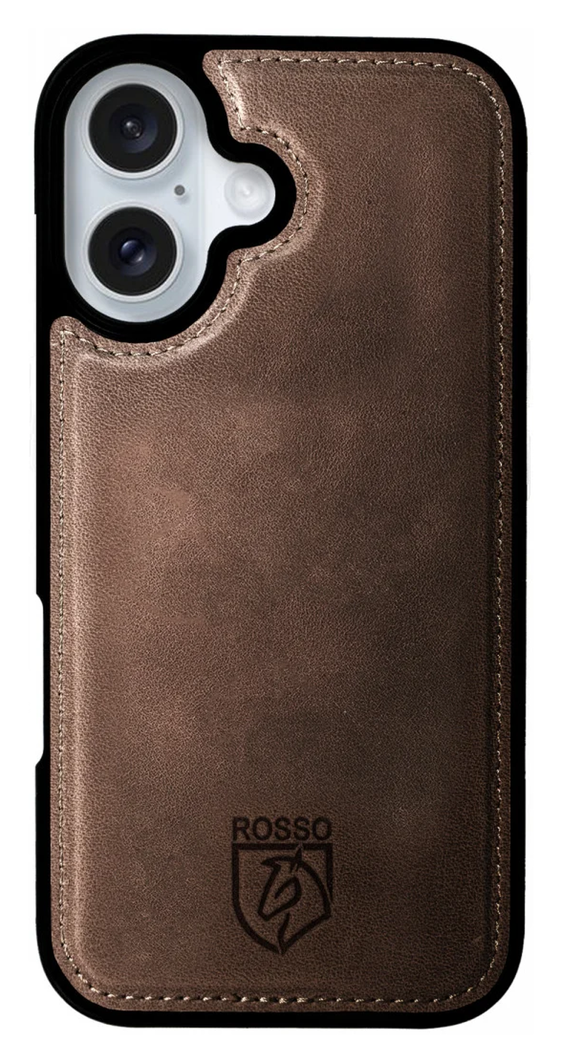 Rosso Elite Apple iPhone 17 Hoesje met MagSafe Book Case Echt Leer Bruin afbeelding 9