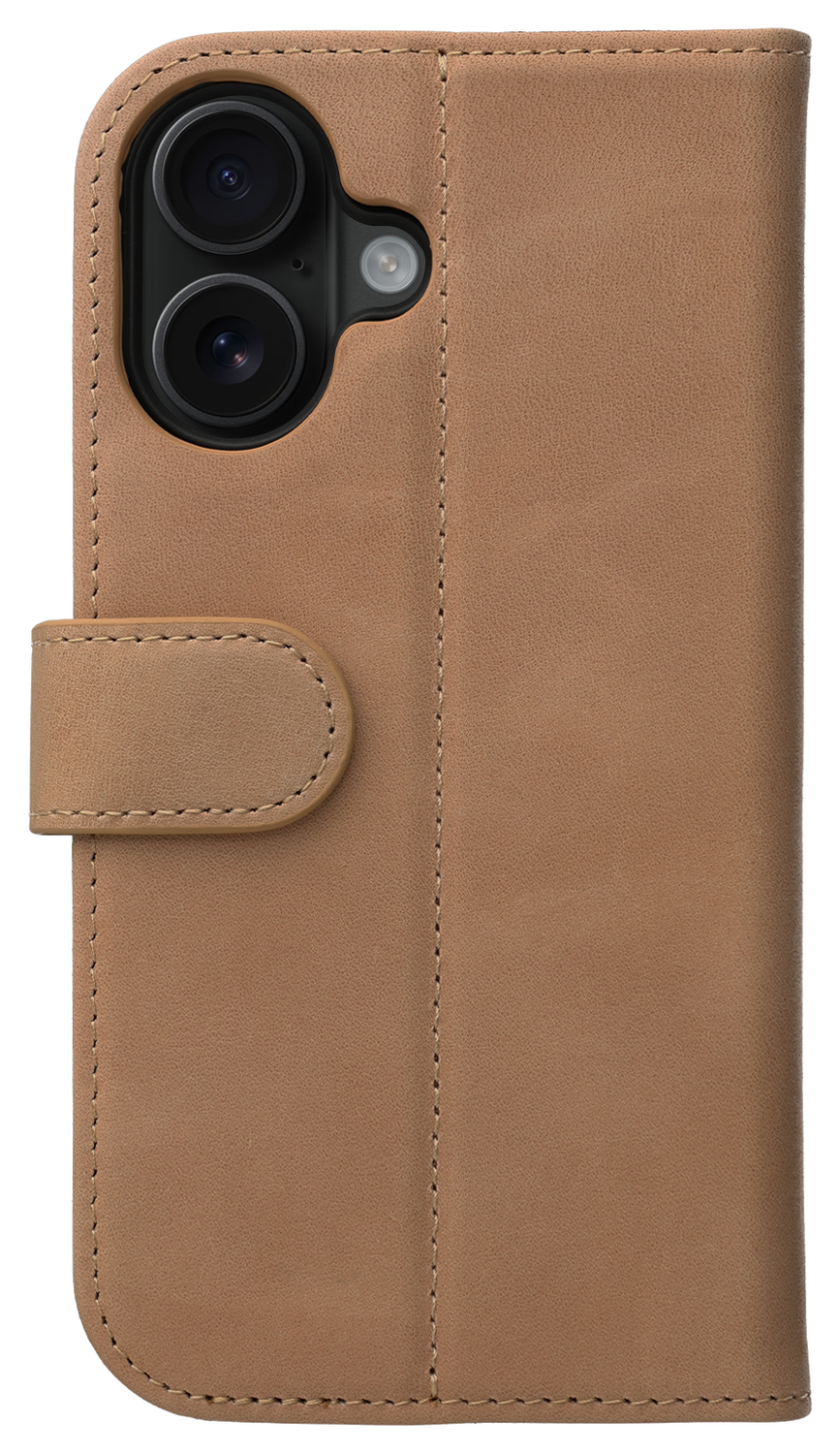 Rosso Elite Apple iPhone 17 Hoesje met MagSafe Book Case Echt Leer Licht Bruin afbeelding 9