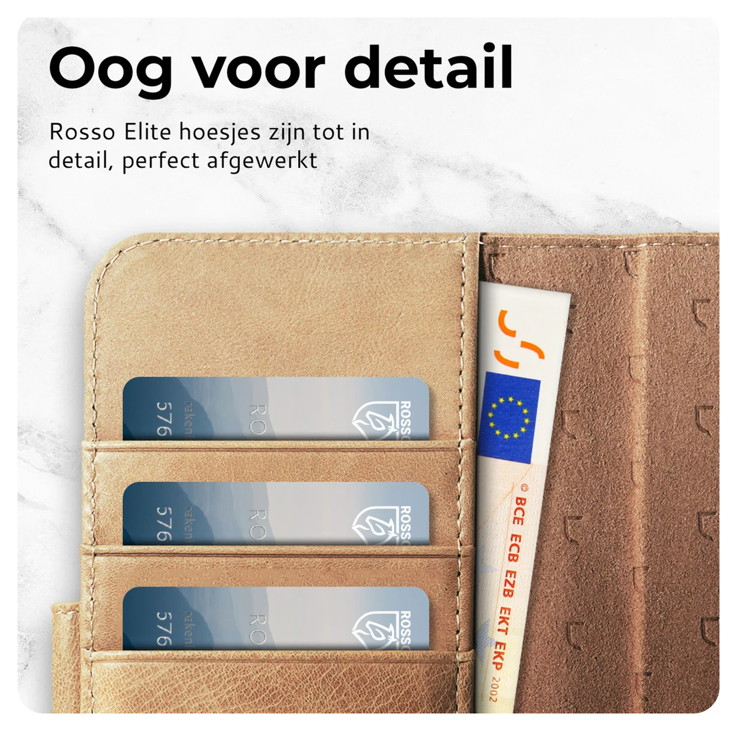 Rosso Elite Apple iPhone 17 Hoesje met MagSafe Book Case Echt Leer Licht Bruin afbeelding 5