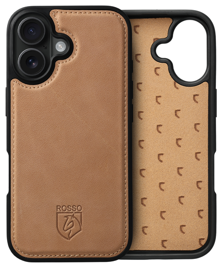 Rosso Elite Apple iPhone 17 Hoesje met MagSafe Book Case Echt Leer Licht Bruin afbeelding 8