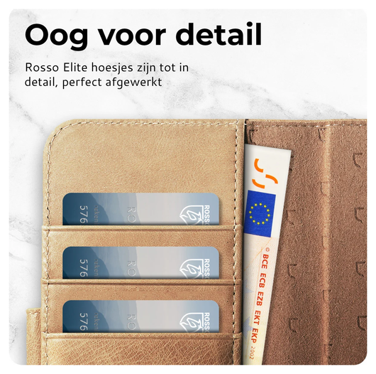 Rosso Elite Apple iPhone 17 Hoesje met MagSafe Book Case Echt Leer Licht Bruin afbeelding 5