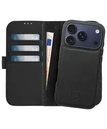 Rosso Elite iPhone 17 Pro Hoesje met MagSafe Book Case Echt Leer Zwart afbeelding