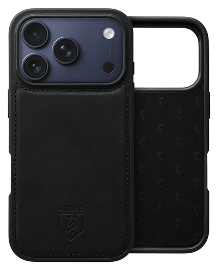 Rosso Elite iPhone 17 Pro Hoesje met MagSafe Book Case Echt Leer Zwart afbeelding 4