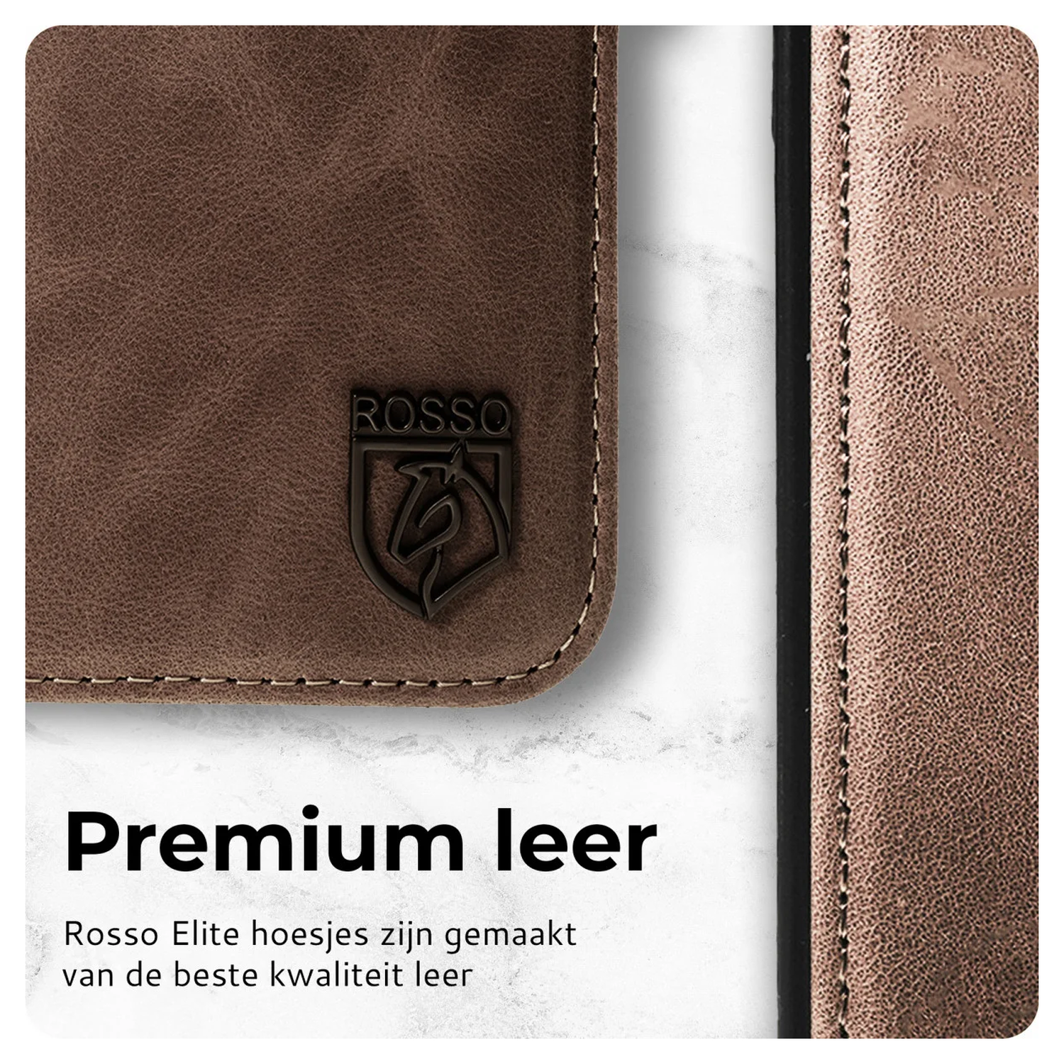 Rosso Elite iPhone 17 Pro Hoesje met MagSafe Book Case Echt Leer Bruin afbeelding 4