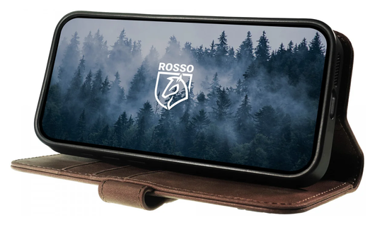 Rosso Elite iPhone 17 Pro Hoesje met MagSafe Book Case Echt Leer Bruin afbeelding 2