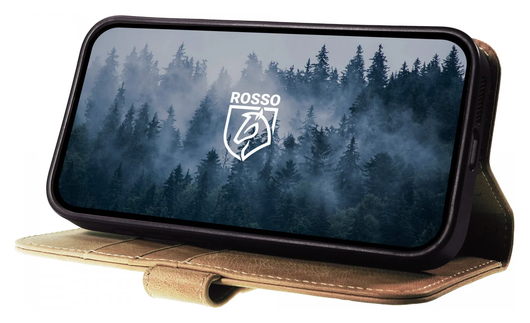 Rosso Elite iPhone 17 Pro Hoesje met MagSafe Book Case Echt Leer Lichtbruin afbeelding 5