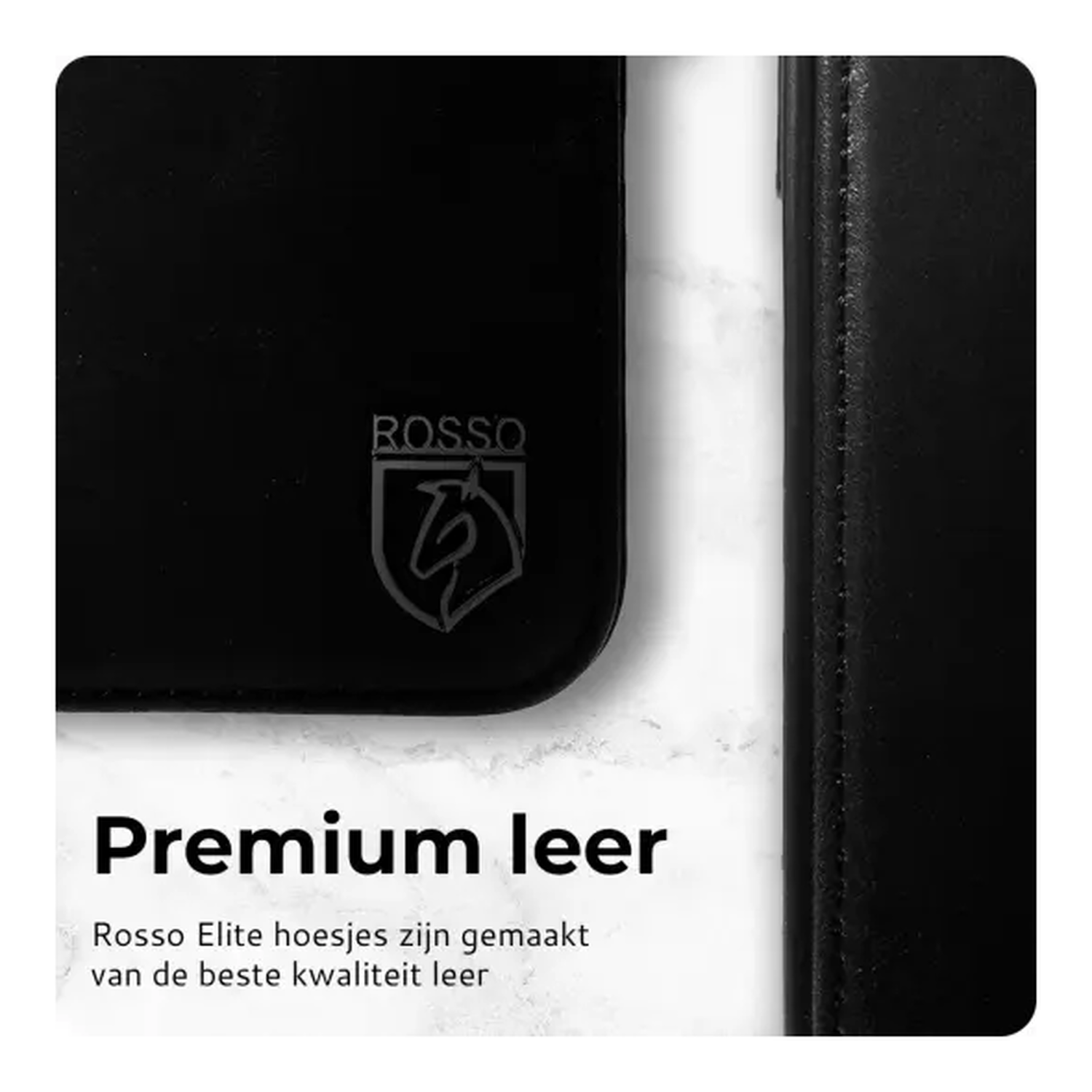 Rosso Elite iPhone 17 Pro Max Hoesje met MagSafe Book Case Echt Leer Zwart afbeelding 2