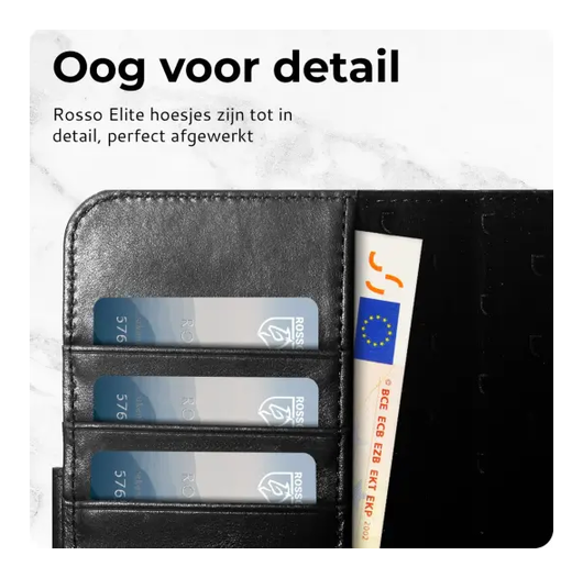 Rosso Elite iPhone 17 Pro Max Hoesje met MagSafe Book Case Echt Leer Zwart afbeelding 4