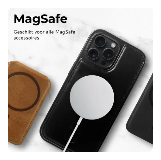 Rosso Elite iPhone 17 Pro Max Hoesje met MagSafe Book Case Echt Leer Zwart afbeelding 6