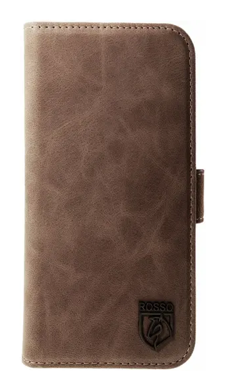 Rosso Elite iPhone 17 Pro Max Hoesje met MagSafe Book Case Echt Leer Bruin afbeelding 1