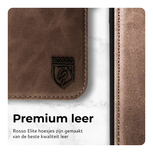 Rosso Elite iPhone 17 Pro Max Hoesje met MagSafe Book Case Echt Leer Bruin afbeelding 4