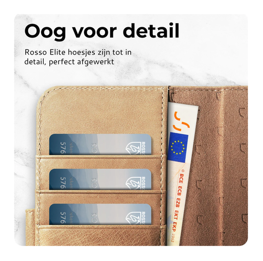 Rosso Elite iPhone 17 Pro Max Hoesje met MagSafe Book Case Echt Leer Lichtbruin afbeelding 4