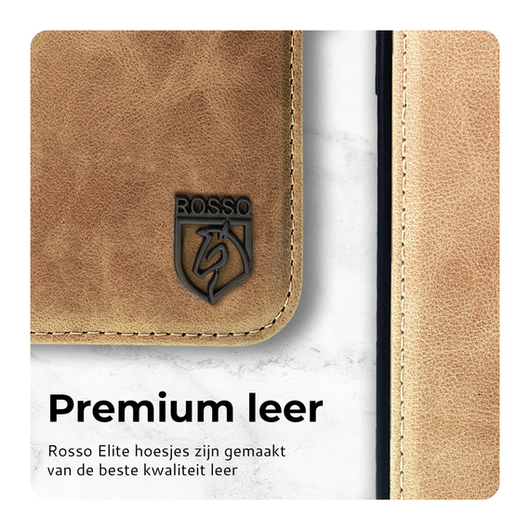 Rosso Elite iPhone 17 Pro Max Hoesje met MagSafe Book Case Echt Leer Lichtbruin afbeelding 5