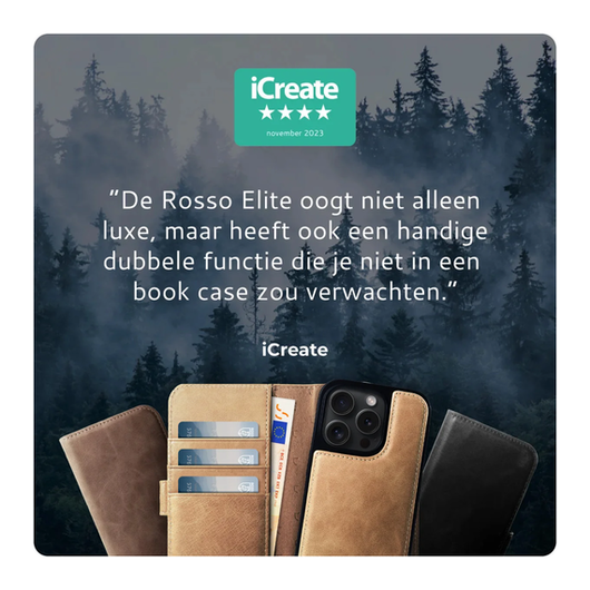 Rosso Elite iPhone 17 Pro Max Hoesje met MagSafe Book Case Echt Leer Lichtbruin afbeelding 6