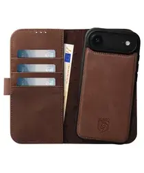 Rosso Elite iPhone Air Hoesje met MagSafe Book Case Echt Leer Bruin afbeelding