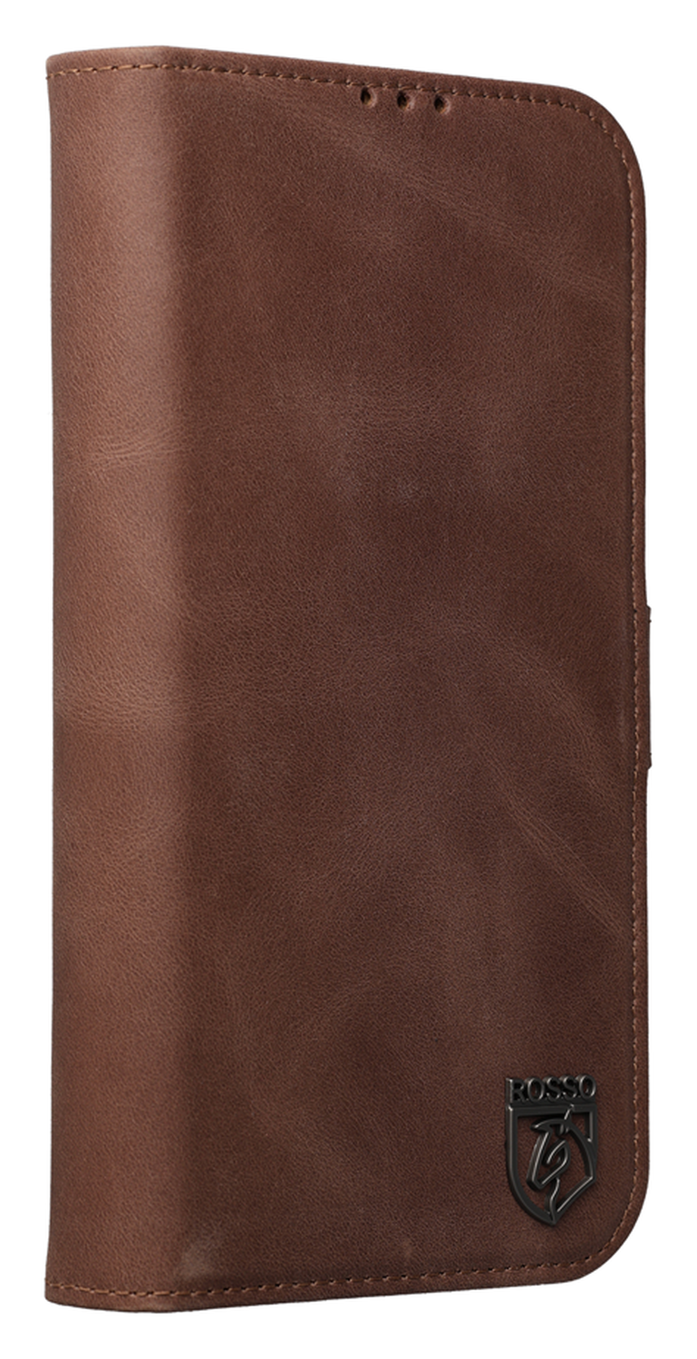 Rosso Elite iPhone Air Hoesje met MagSafe Book Case Echt Leer Bruin afbeelding 8
