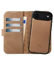 Rosso Elite iPhone Air Hoesje met MagSafe Book Case Echt Leer Lichtbruin afbeelding