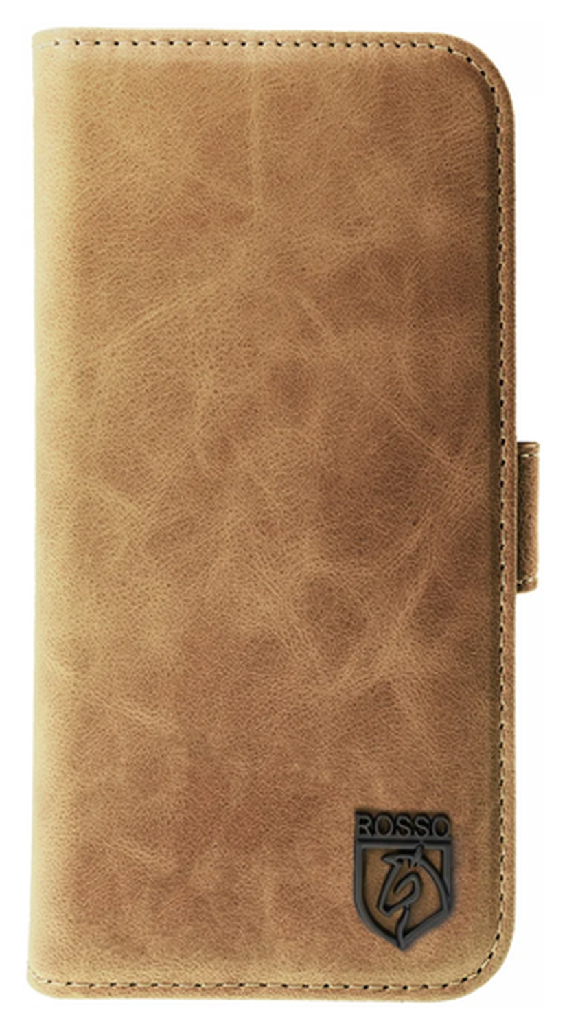 Rosso Elite iPhone Air Hoesje met MagSafe Book Case Echt Leer Lichtbruin afbeelding 1