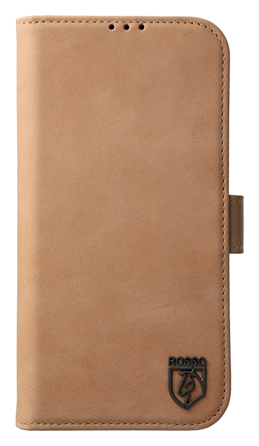 Rosso Elite iPhone Air Hoesje met MagSafe Book Case Echt Leer Lichtbruin afbeelding 7