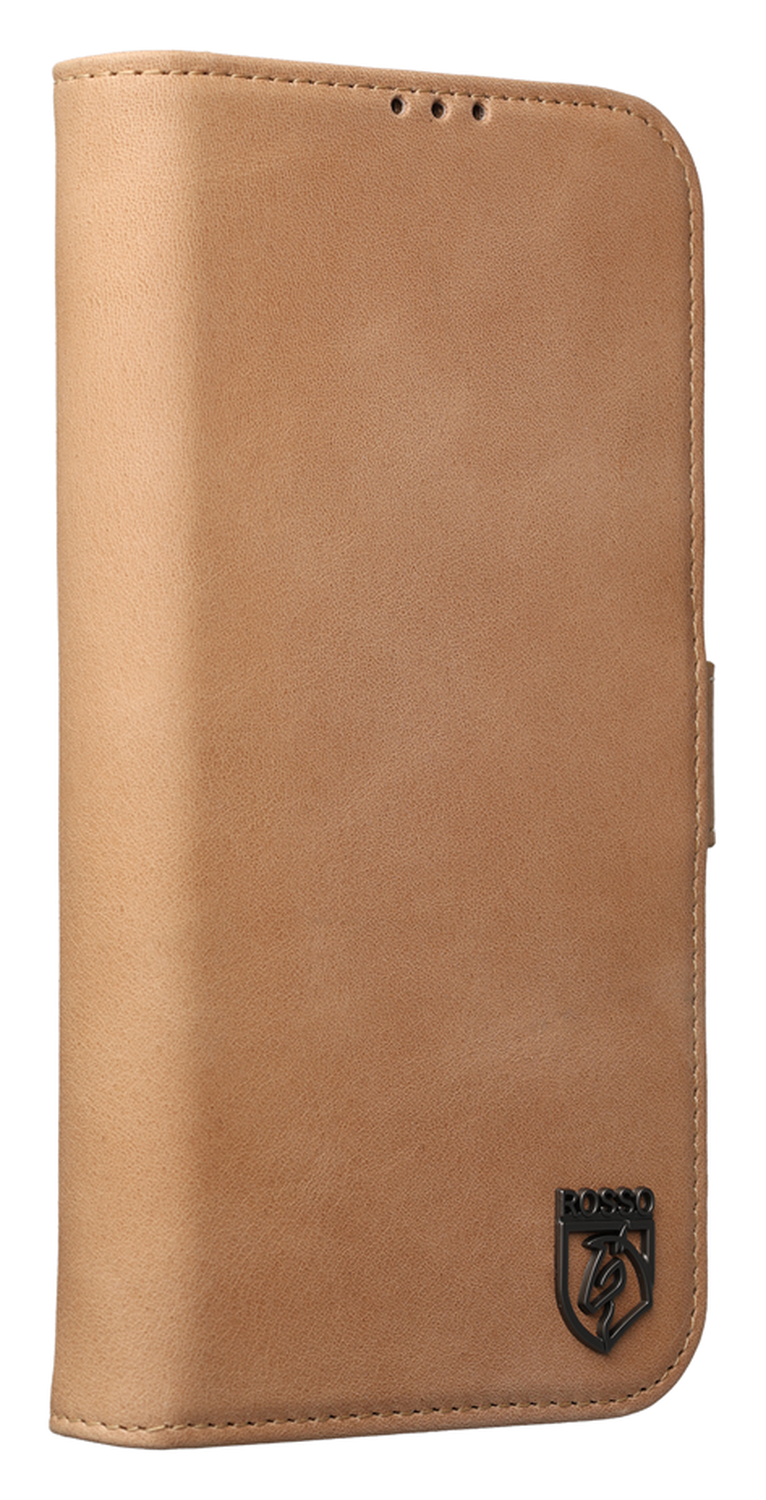 Rosso Elite iPhone Air Hoesje met MagSafe Book Case Echt Leer Lichtbruin afbeelding 8