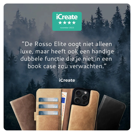 Rosso Elite iPhone Air Hoesje met MagSafe Book Case Echt Leer Lichtbruin afbeelding 6