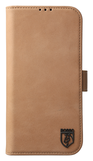 Rosso Elite iPhone Air Hoesje met MagSafe Book Case Echt Leer Lichtbruin afbeelding 7