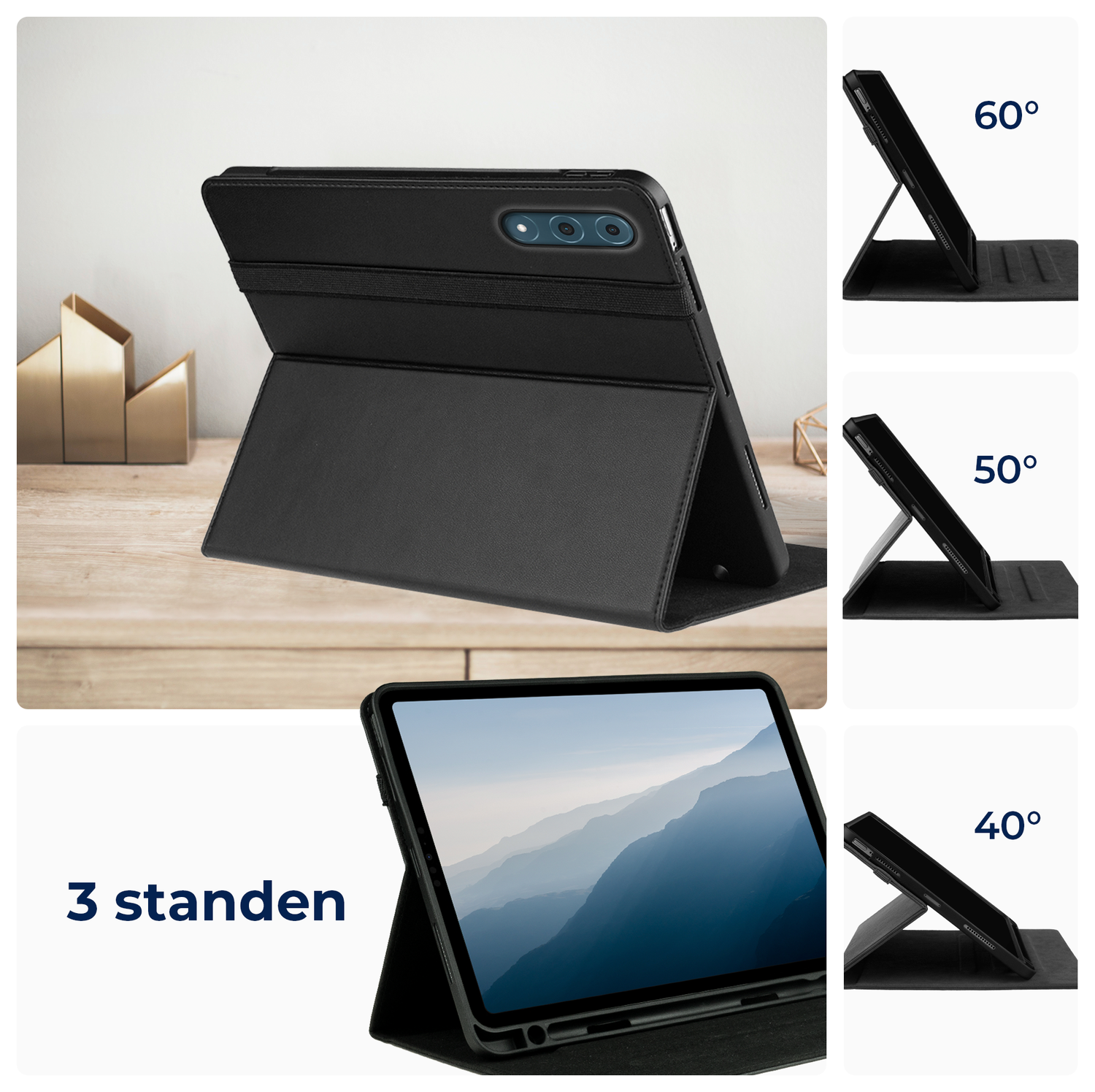 Rosso Element Lenovo Yoga Tab Plus Hoes Book Case Zwart afbeelding 4