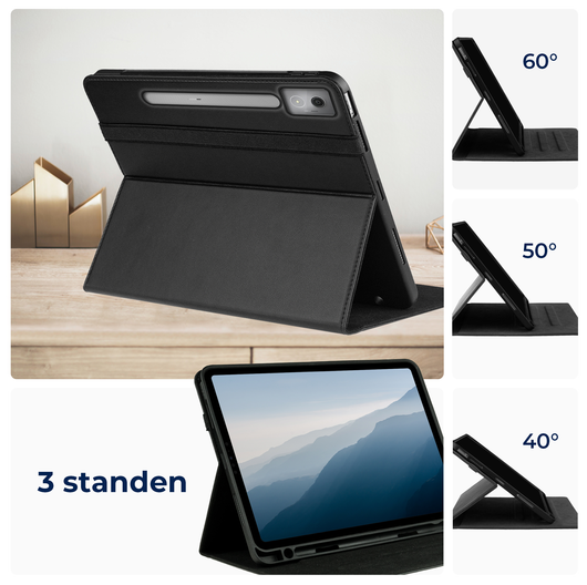 Rosso Element Lenovo Idea Tab Pro 12.7 Hoes Book Case Zwart afbeelding 2