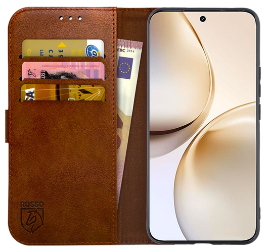 Rosso Element Realme 14 Pro Hoesje Book Case Wallet Bruin afbeelding 1