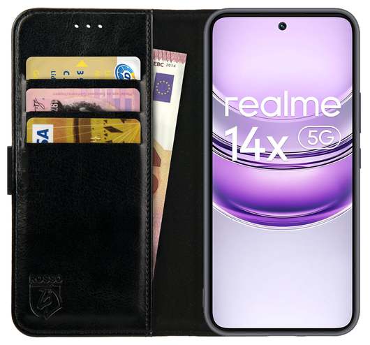 Rosso Element Realme 14X Hoesje Book Case Wallet Zwart afbeelding 1