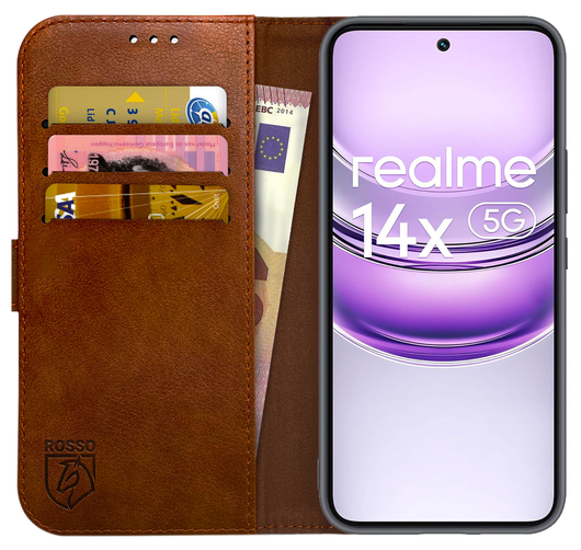 Rosso Element Realme 14X Hoesje Book Case Wallet Bruin afbeelding 1