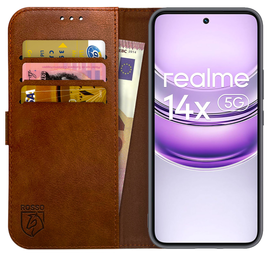 Rosso Element Realme 14X Hoesje Book Case Wallet Bruin afbeelding