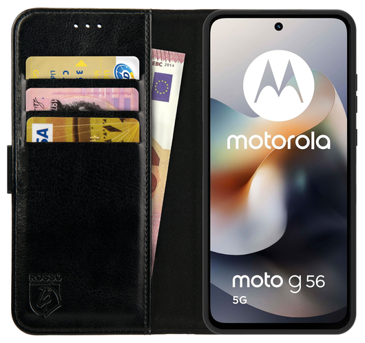 Rosso Element Motorola Moto G56 Hoesje Book Case Wallet Zwart afbeelding 1