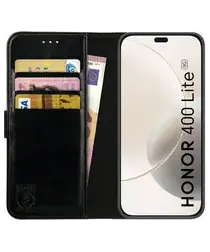 Rosso Element Honor 400 Lite Hoesje Book Case Wallet Zwart afbeelding