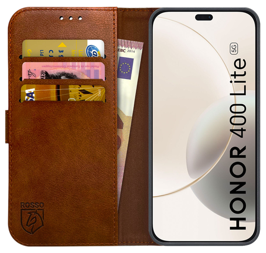 Rosso Element Honor 400 Lite Hoesje Book Case Wallet Bruin afbeelding 1