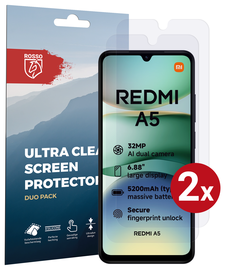 Rosso Xiaomi Redmi A5 Screen Protector Case Friendly Folie Duo Pack