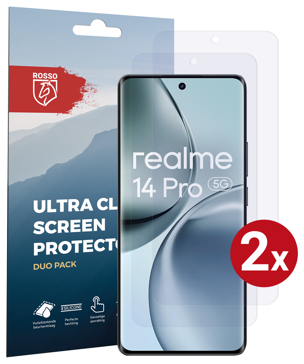 Rosso Realme 14 Pro Screen Protector Case Friendly Folie Duo Pack afbeelding 1