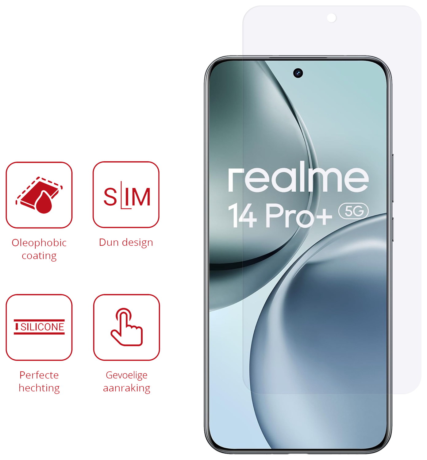 Rosso Realme 14 Pro Plus Screen Protector Case Friendly Folie Duo Pack afbeelding 2
