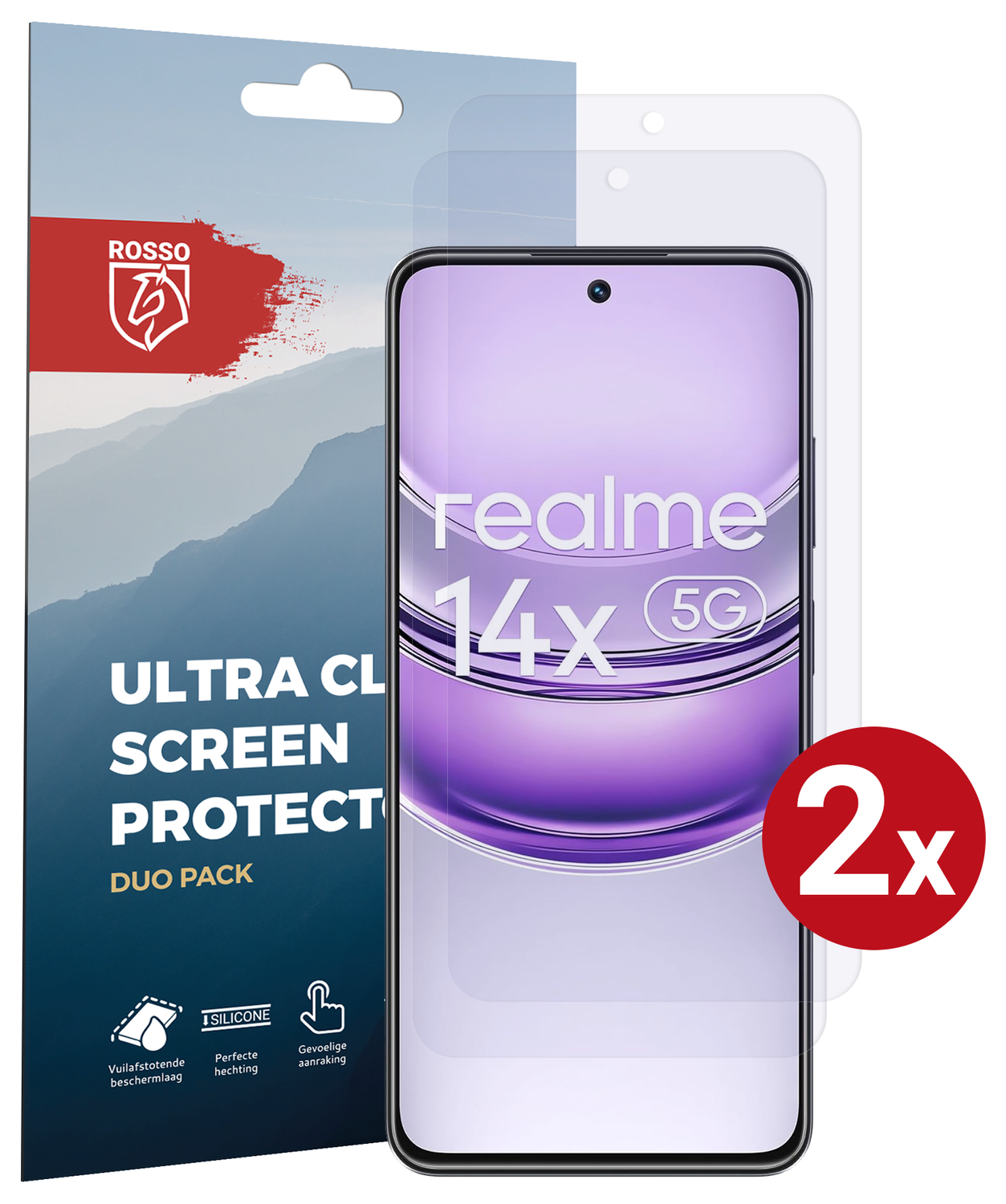 Rosso Realme 14X Screen Protector Case Friendly Folie Duo Pack afbeelding 1