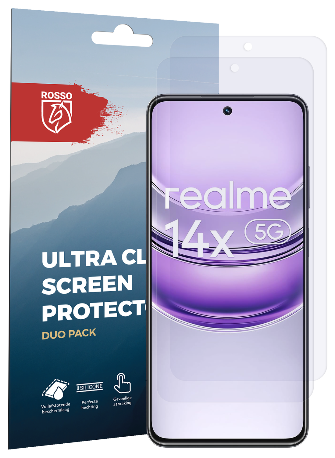 Rosso Realme 14X Screen Protector Case Friendly Folie Duo Pack afbeelding 8